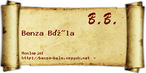 Benza Béla névjegykártya